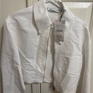 Zara Women's White Cropped Blazer